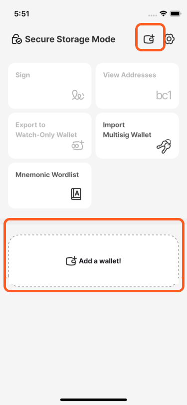 Add wallet buttons on the Coconut Vault home screen