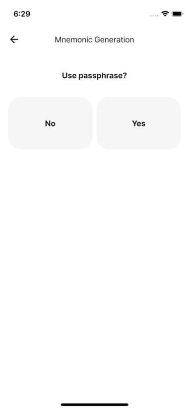 Choose whether to use a passphrase