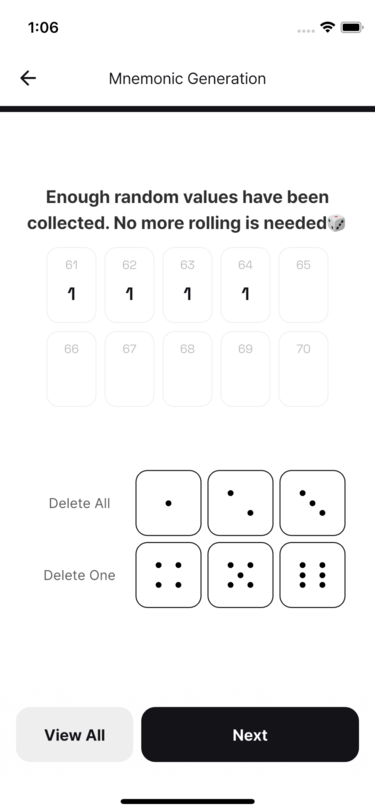 Completed dice-roll entry