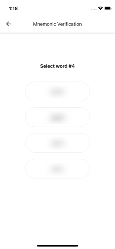 Verify the mnemonic backup
