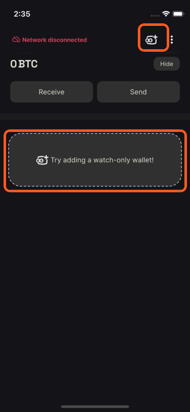 Add a watch-only wallet in Coconut Wallet