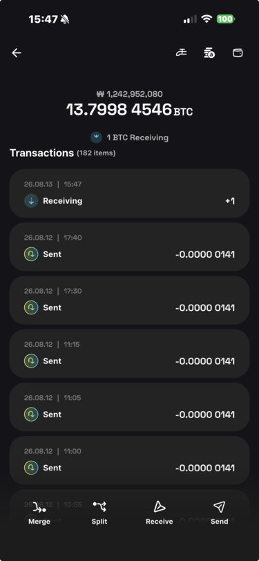 Incoming test bitcoin transaction