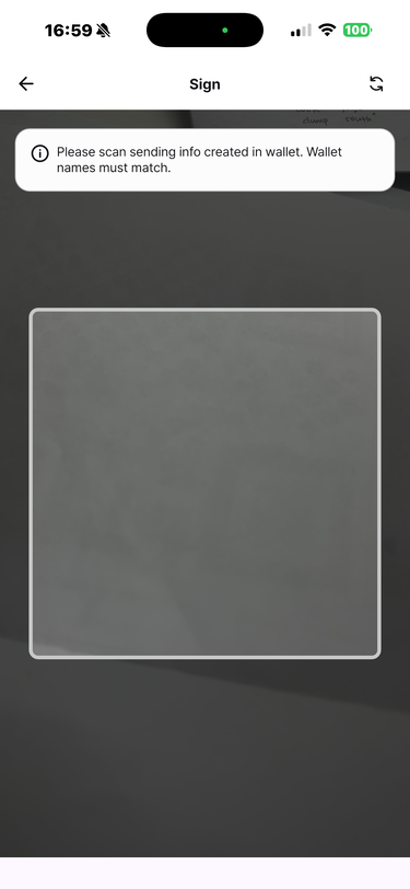 Vault transaction scanning screen