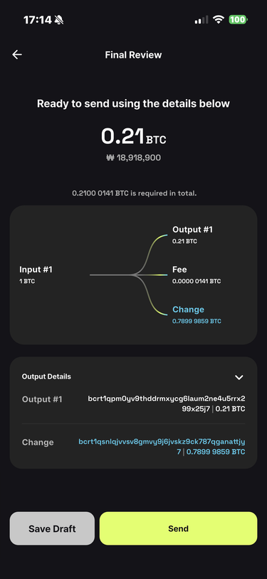 Final signed transaction review