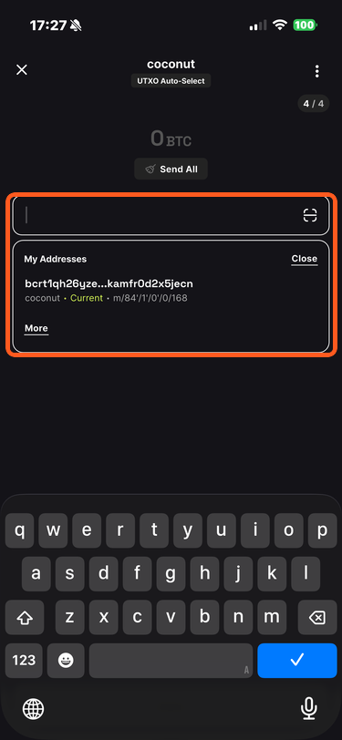 Choose one of your wallet's own addresses