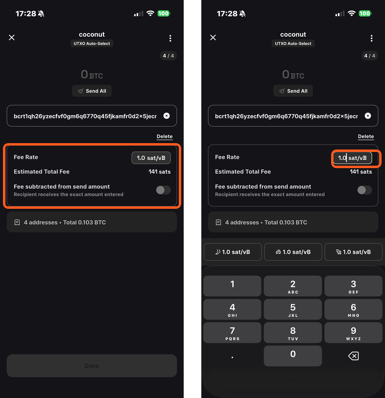 Set a custom transaction fee rate