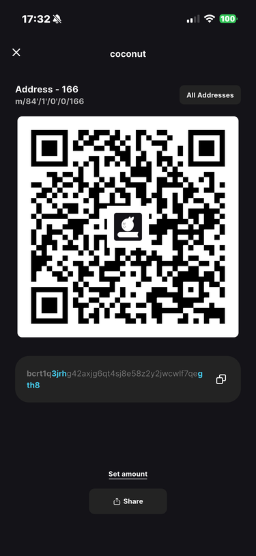 Unused Bitcoin receiving address